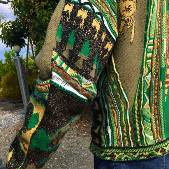 KAPITAL Japan Gaudy Knit Green Crew Neck Pullover Sweater Size S-XL - Picture 4 of 10